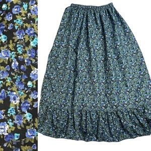 Blue floral peasant‎ cottage core maxi skirt, small